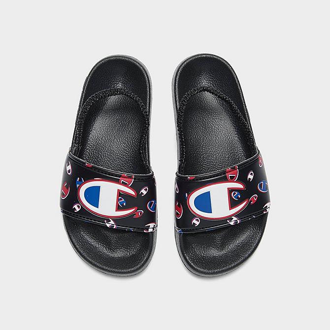 Back view of Kids' Toddler Champion IPO 3Peat Slide Sandals in Black/Multi Click to zoom
