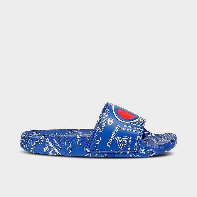 Right view of Little Kids' Champion IPO Doodle Slide Sandals in Surftheweb/White Click to zoom