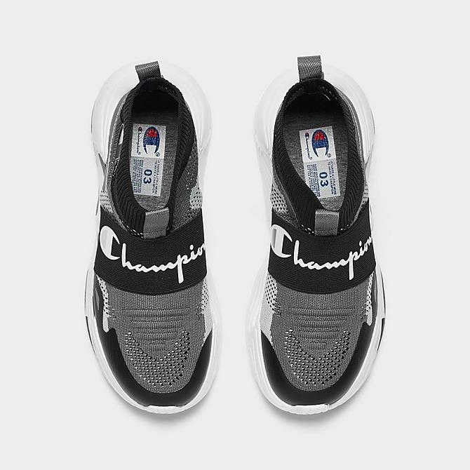 Back view of Little Kids' Champion Hyper Future Hi Casual Shoes in Black/Grey Click to zoom