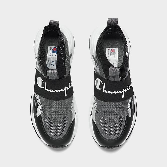 Back view of Big Kids’ Champion Hyper Future Hi Casual Shoes in Black/Grey Click to zoom
