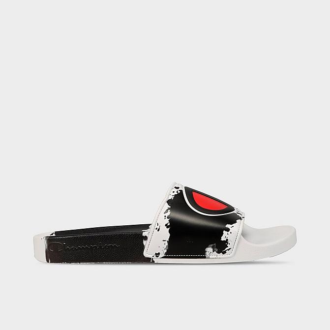Right view of Little Kids' Champion IPO Surf and Turf Slide Sandals in Black/White Click to zoom