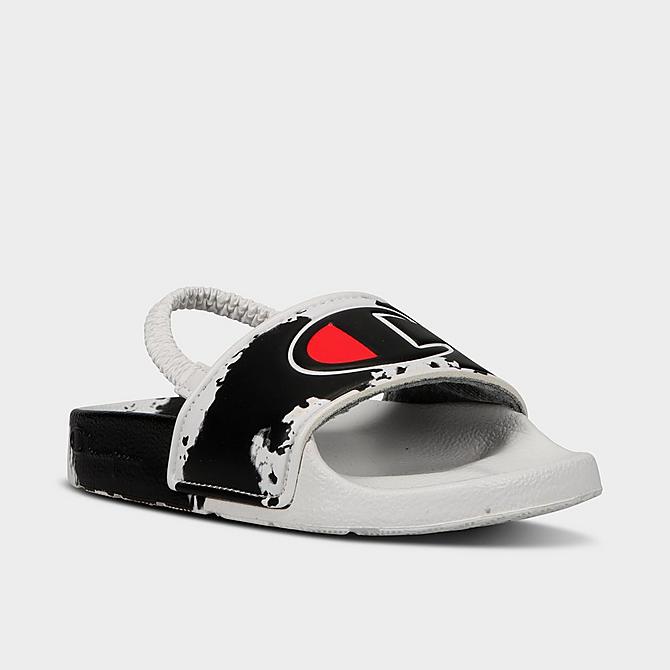 Three Quarter view of Kids' Toddler Champion IPO Surf and Turf Slide Sandals in Black/White Click to zoom