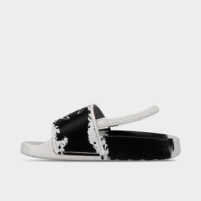 Front view of Kids' Toddler Champion IPO Surf and Turf Slide Sandals in Black/White Click to zoom