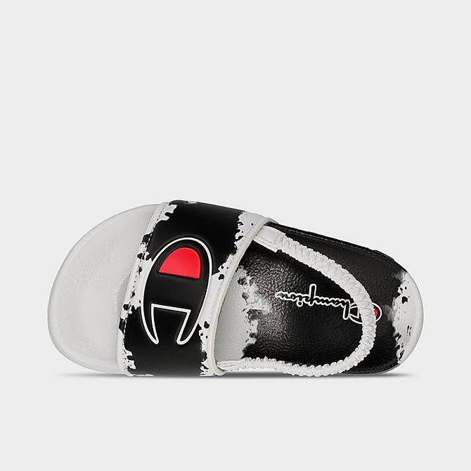Bottom view of Kids' Toddler Champion IPO Surf and Turf Slide Sandals in Black/White Click to zoom