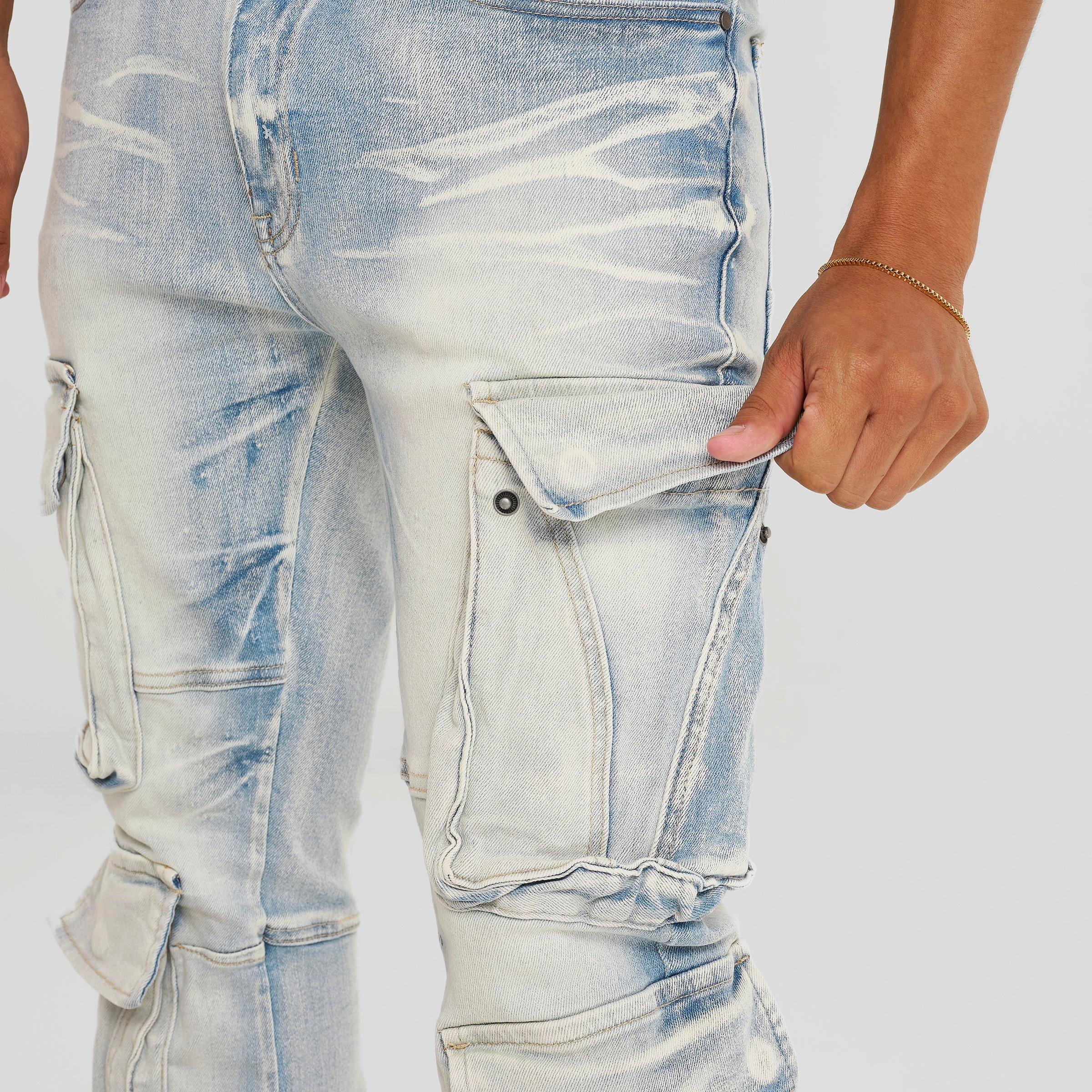 Men's Smoke Rise Stacked Utility Cargo Denim Jeans