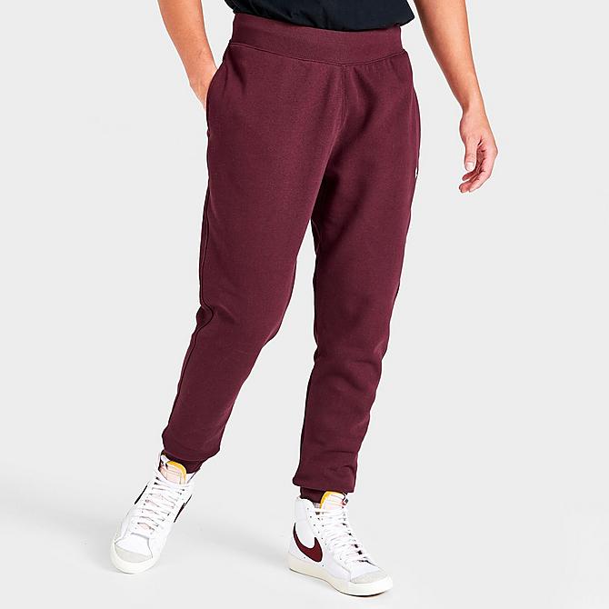 Back Left view of Men's Champion Reverse Weave Jogger Pants in Burgundy Click to zoom