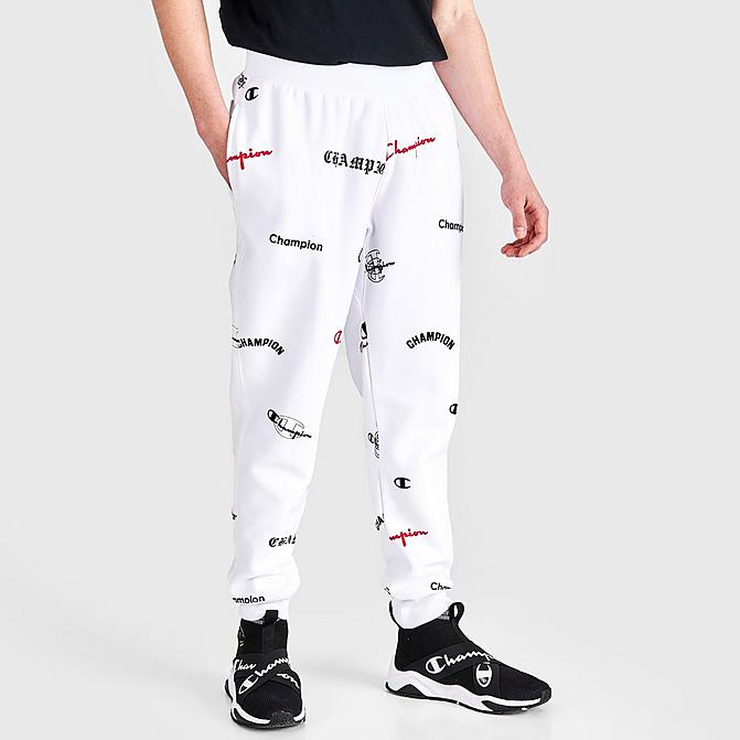 Front view of Men's Champion Reverse Weave Jogger Pants in White Click to zoom