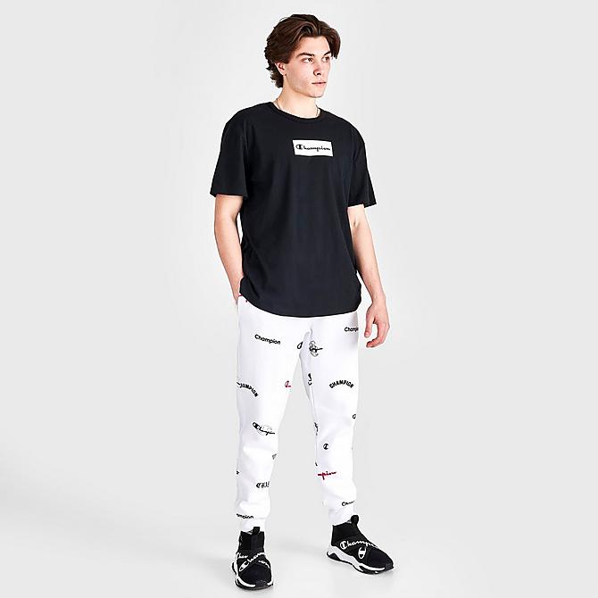 Front Three Quarter view of Men's Champion Reverse Weave Jogger Pants in White Click to zoom