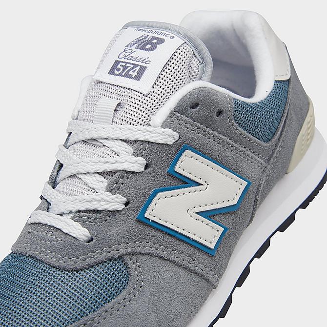 Front view of Boys' Little Kids' New Balance 574 Casual Shoes in Grey/Sky Blue Click to zoom