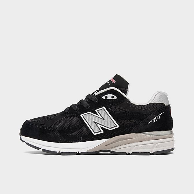Right view of Little Kids' New Balance 990V3 Casual Shoes in Black/Grey Click to zoom