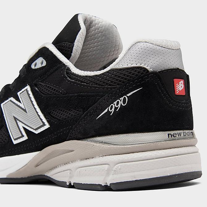 Front view of Little Kids' New Balance 990V3 Casual Shoes in Black/Grey Click to zoom