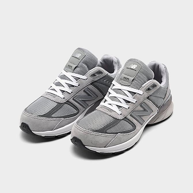 Three Quarter view of Boys' Little Kids' New Balance 990v5 Casual Shoes in Grey/Grey Click to zoom