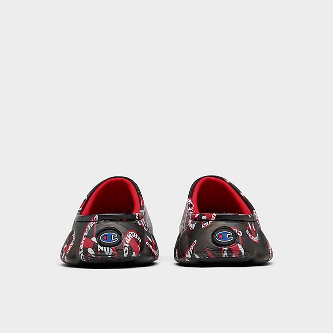 Left view of Little Kids' Champion Super Meloso Smile Clog Sandals in Black/Red Click to zoom