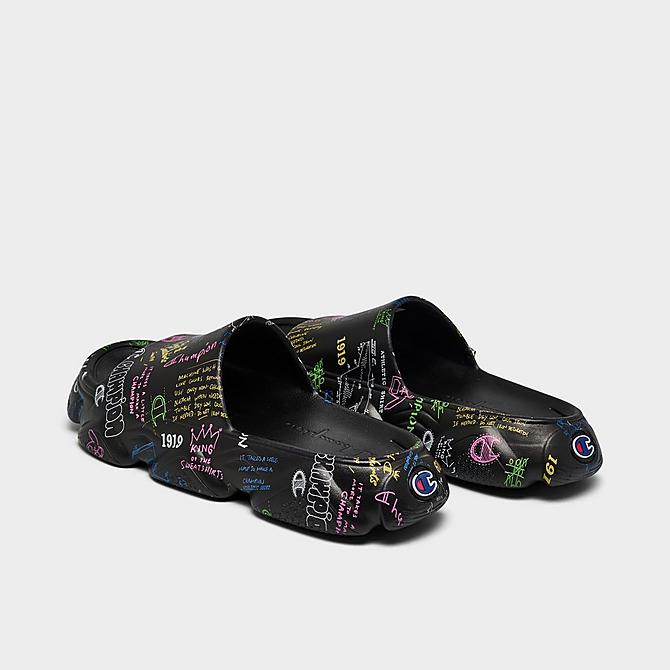 Left view of Little Kids' Champion Meloso Squish Doodle Slide Sandals in Black Click to zoom