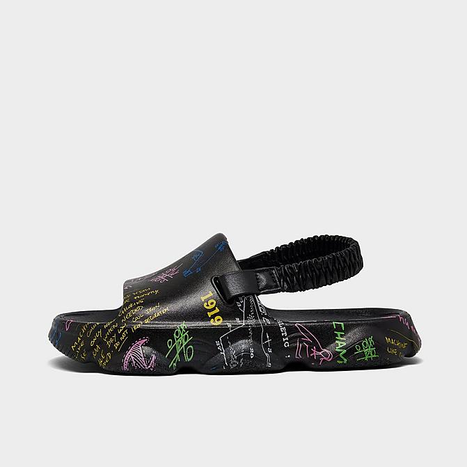 Right view of Kids' Toddler Champion Meloso Squish Doodle Slide Sandals in Black Click to zoom