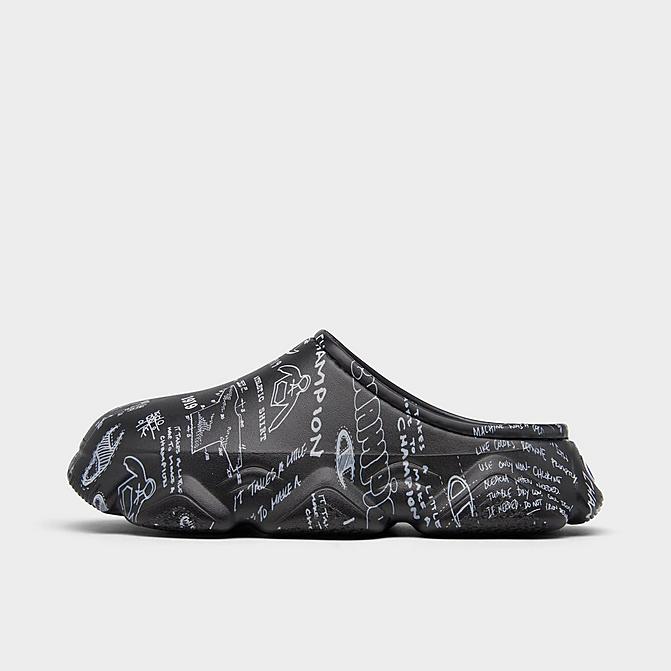 Right view of Little Kids’ Champion Super Meloso Doodle Clog Shoes in Black Click to zoom