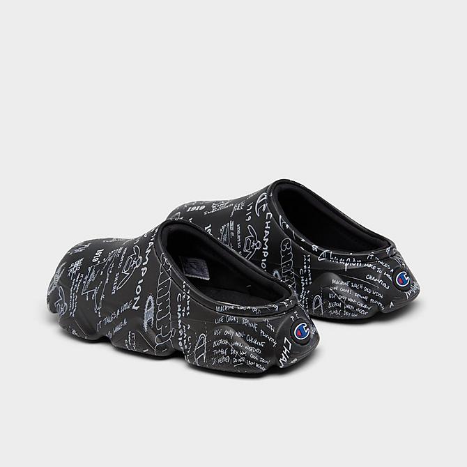 Left view of Little Kids’ Champion Super Meloso Doodle Clog Shoes in Black Click to zoom