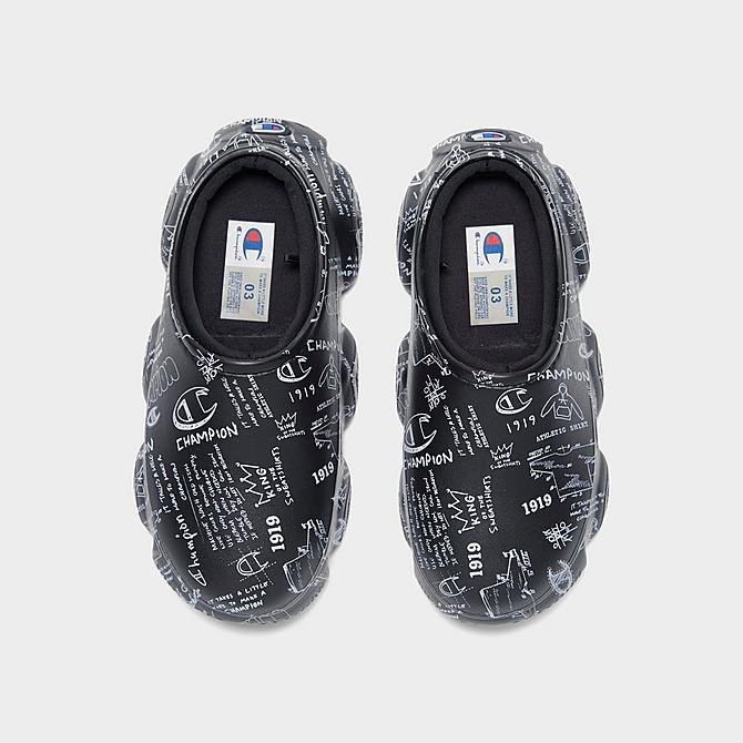 Back view of Little Kids’ Champion Super Meloso Doodle Clog Shoes in Black Click to zoom