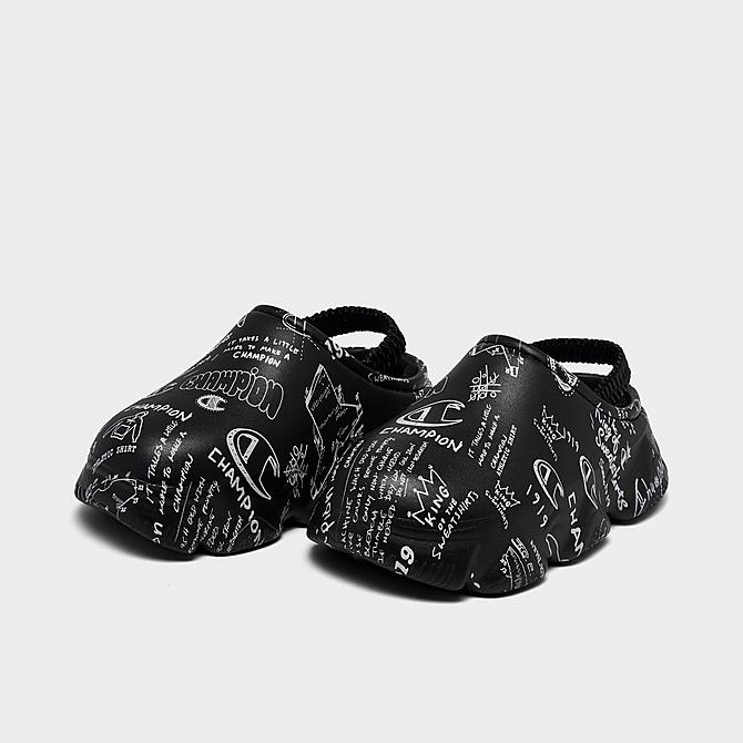 Three Quarter view of Kids' Toddler Champion Super Meloso Doodle Clog Shoes in Black Click to zoom