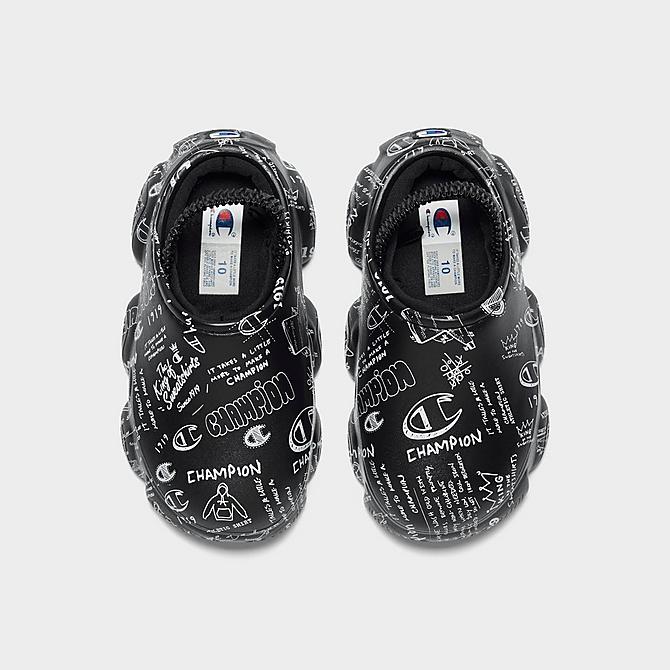 Back view of Kids' Toddler Champion Super Meloso Doodle Clog Shoes in Black Click to zoom