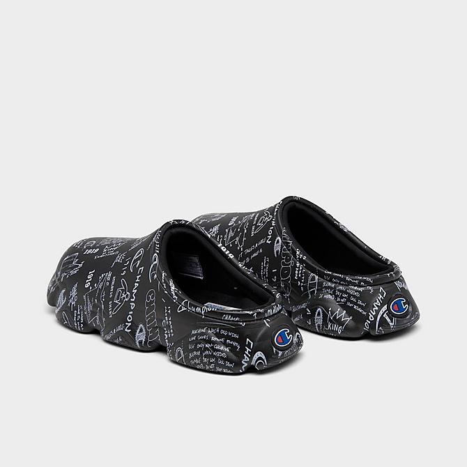 Left view of Big Kids' Champion Super Meloso Doodle Clog Shoes in Black Click to zoom