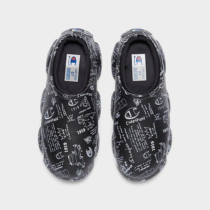 Back view of Big Kids' Champion Super Meloso Doodle Clog Shoes in Black Click to zoom