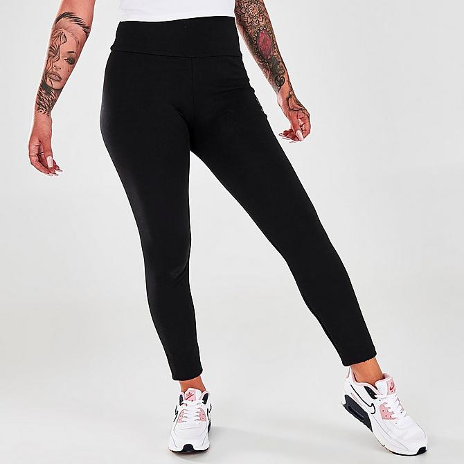 Back Left view of Women's Pink Soda Essentials Logo Leggings in Black Click to zoom