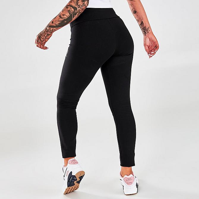 Back Right view of Women's Pink Soda Essentials Logo Leggings in Black Click to zoom