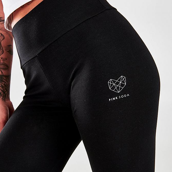 On Model 5 view of Women's Pink Soda Essentials Logo Leggings in Black Click to zoom
