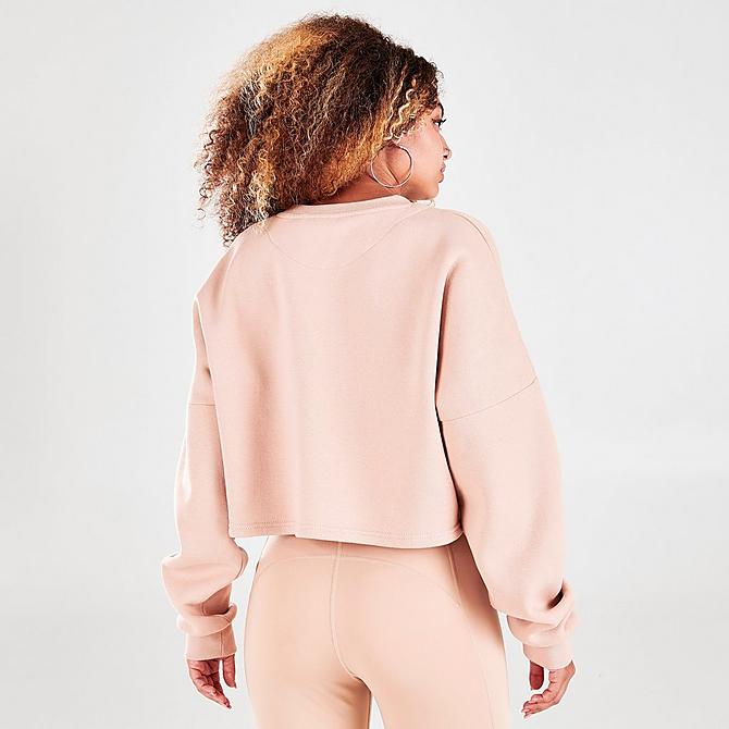 Back Right view of Women's Pink Soda Sport Essentials Cropped Crewneck Sweatshirt in Beige Click to zoom