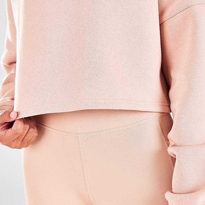 On Model 6 view of Women's Pink Soda Sport Essentials Cropped Crewneck Sweatshirt in Beige Click to zoom