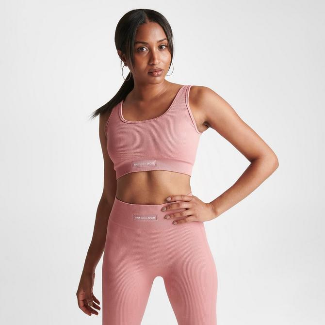 Supply And Demand Pink Soda Sport Women's Ribbed Flare Leggings In Washed  Black