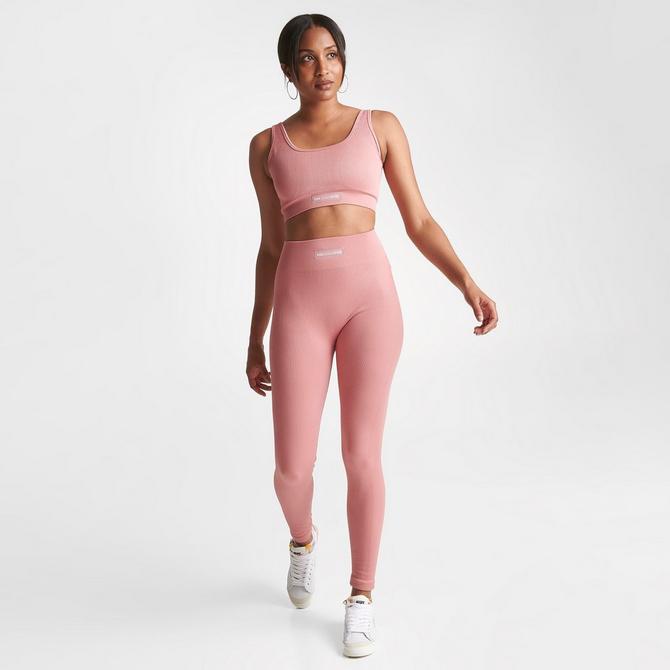 Pink seamless women's sports outfit for fitness - Peach Pump