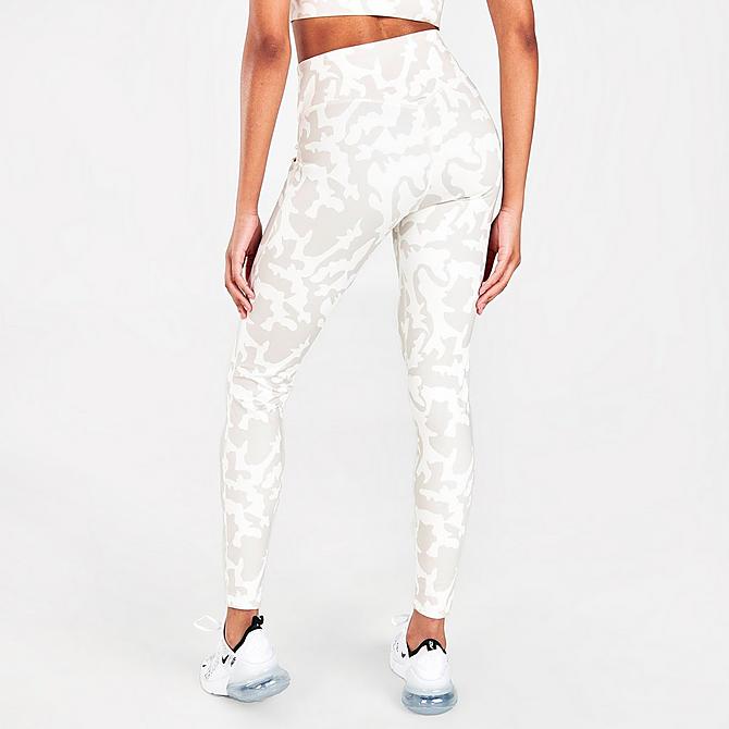 Back Right view of Women's Pink Soda Sport Haze Print Leggings in White/Cream Print Click to zoom