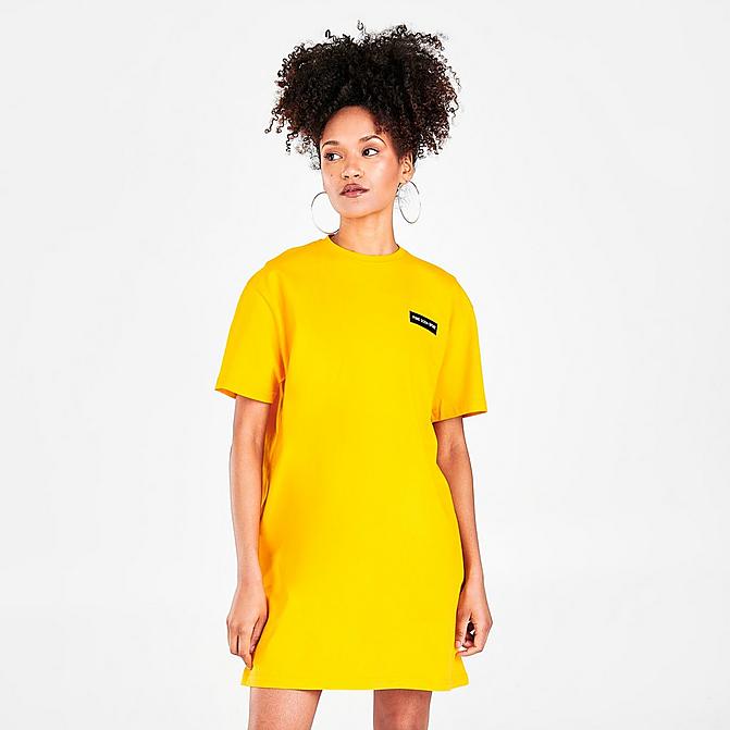 Front view of Women's Pink Soda Sport T-Shirt Dress in Fusion Yellow Click to zoom
