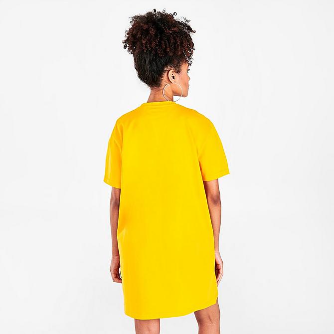 Back Right view of Women's Pink Soda Sport T-Shirt Dress in Fusion Yellow Click to zoom