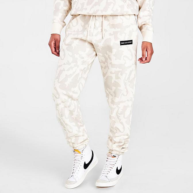 Front view of Women's Pink Soda Sport Haze Hue Jogger Pants in Off White/Grey Haze Click to zoom