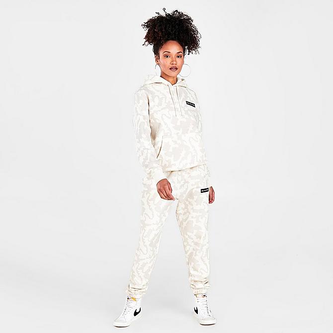 Front Three Quarter view of Women's Pink Soda Sport Haze Hue Jogger Pants in Off White/Grey Haze Click to zoom