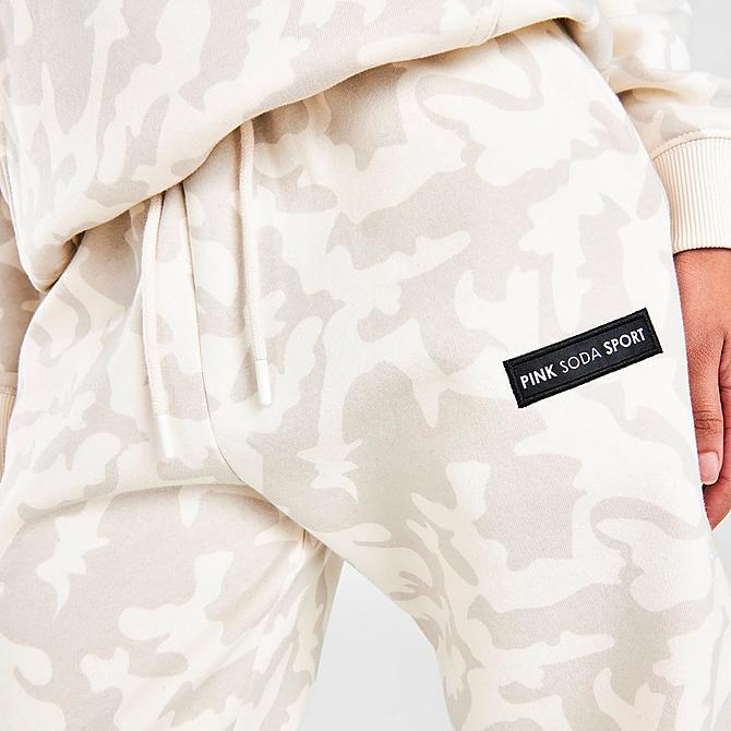 On Model 5 view of Women's Pink Soda Sport Haze Hue Jogger Pants in Off White/Grey Haze Click to zoom