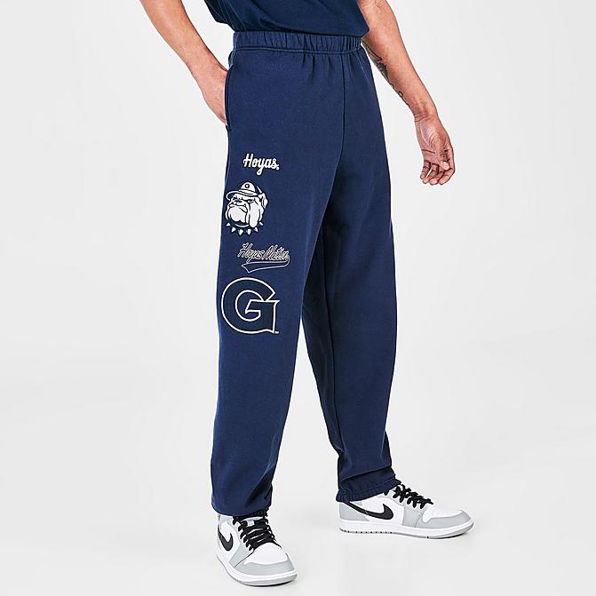 Front view of Men's Mitchell & Ness Georgetown Hoyas College Champs Jogger Pants in Navy Click to zoom