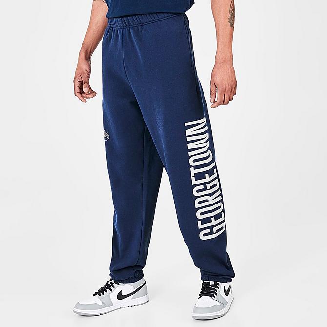 Back Left view of Men's Mitchell & Ness Georgetown Hoyas College Champs Jogger Pants in Navy Click to zoom