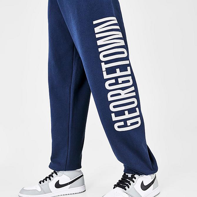 On Model 5 view of Men's Mitchell & Ness Georgetown Hoyas College Champs Jogger Pants in Navy Click to zoom