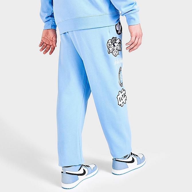Back Right view of Men's Mitchell & Ness University of North Carolina Tar Heels College Champs Jogger Pants in Carolina Blue Click to zoom
