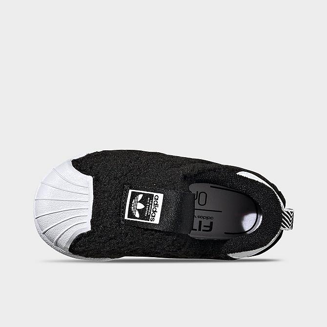 Back view of Kids' Toddler adidas Originals Superstar 360 Slip-On Casual Shoes in Black/Black/White Click to zoom
