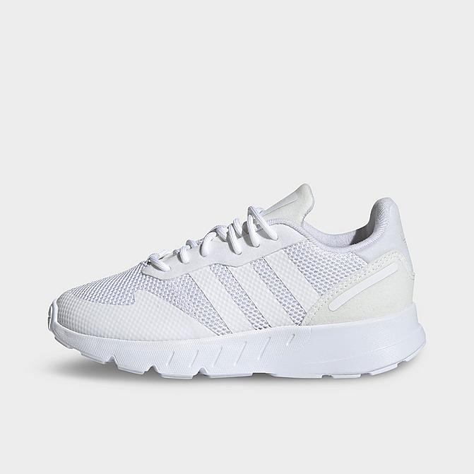 Right view of Little Kids' adidas Originals ZX 1K BOOST Casual Shoes in White/White/White Click to zoom