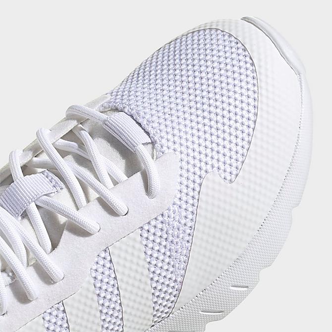 Front view of Little Kids' adidas Originals ZX 1K BOOST Casual Shoes in White/White/White Click to zoom