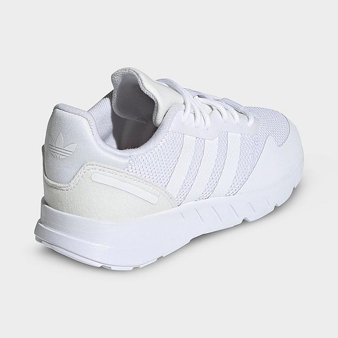 Left view of Little Kids' adidas Originals ZX 1K BOOST Casual Shoes in White/White/White Click to zoom