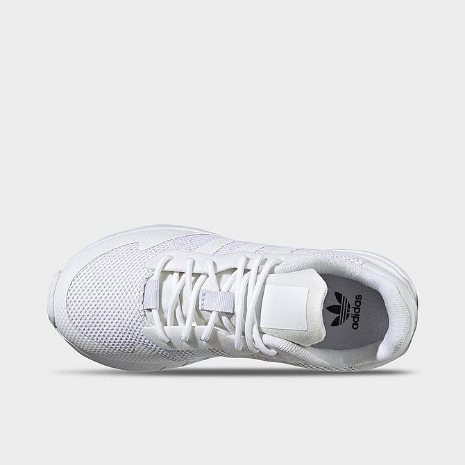 Back view of Little Kids' adidas Originals ZX 1K BOOST Casual Shoes in White/White/White Click to zoom