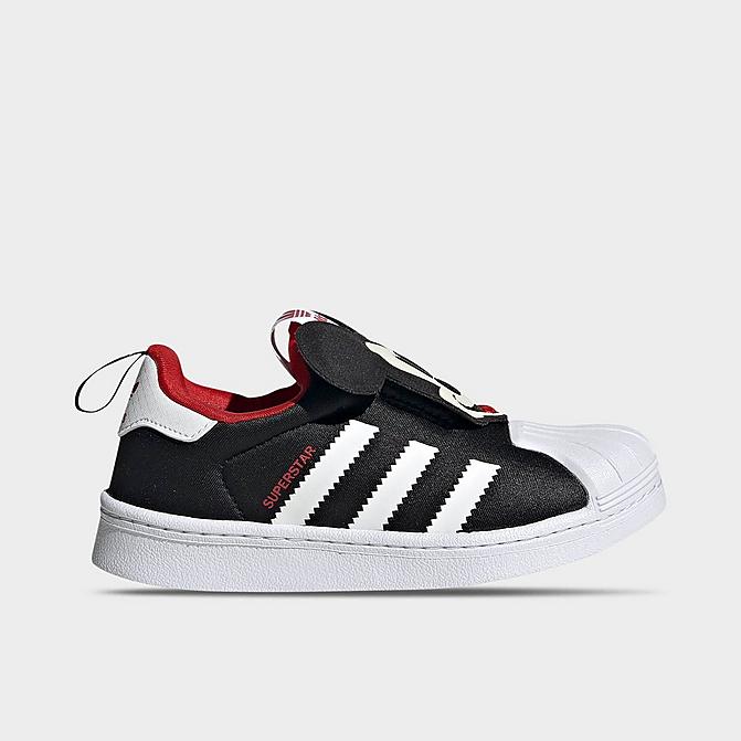 Right view of Boys' Little Kids' adidas Originals Disney Mickey Mouse Superstar 360 Casual Shoes in Black/White/Vivid Red Click to zoom