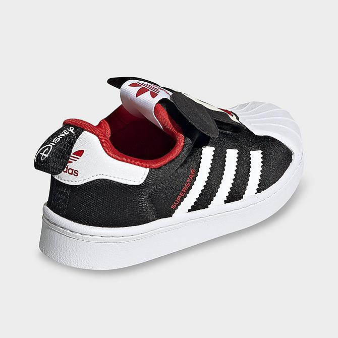Left view of Boys' Little Kids' adidas Originals Disney Mickey Mouse Superstar 360 Casual Shoes in Black/White/Vivid Red Click to zoom